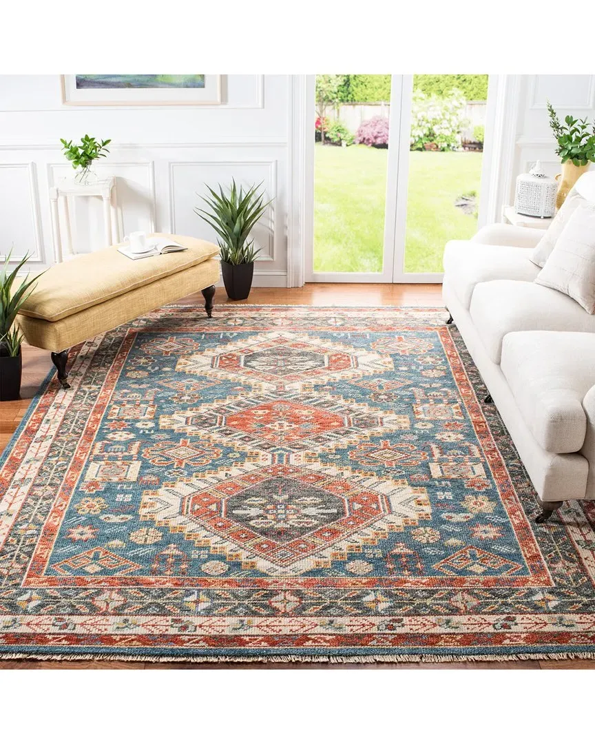 Samarkand Hand Knotted Rug - Blue, Wool