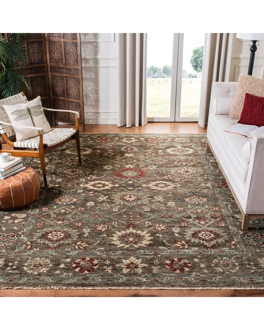 Samarkand Hand Knotted Rug - Brown, Wool