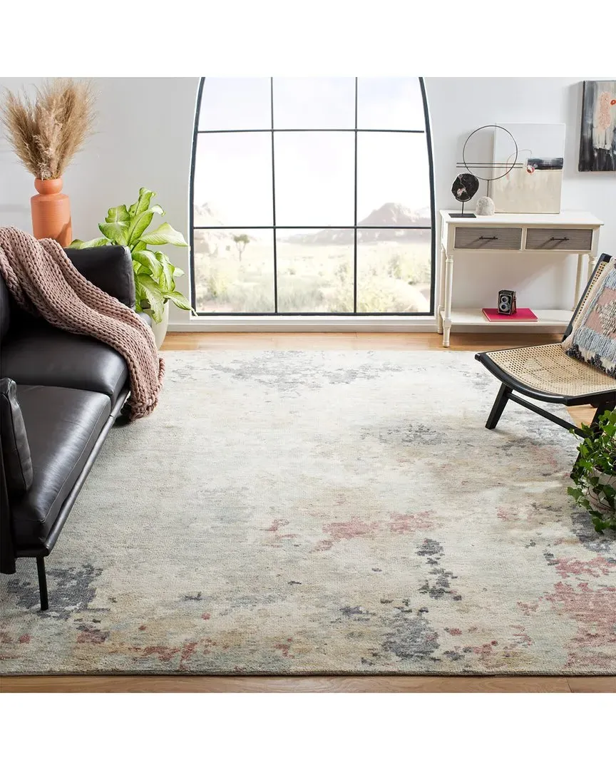 Samarkand Hand Knotted Rug - Grey, Wool-Blend