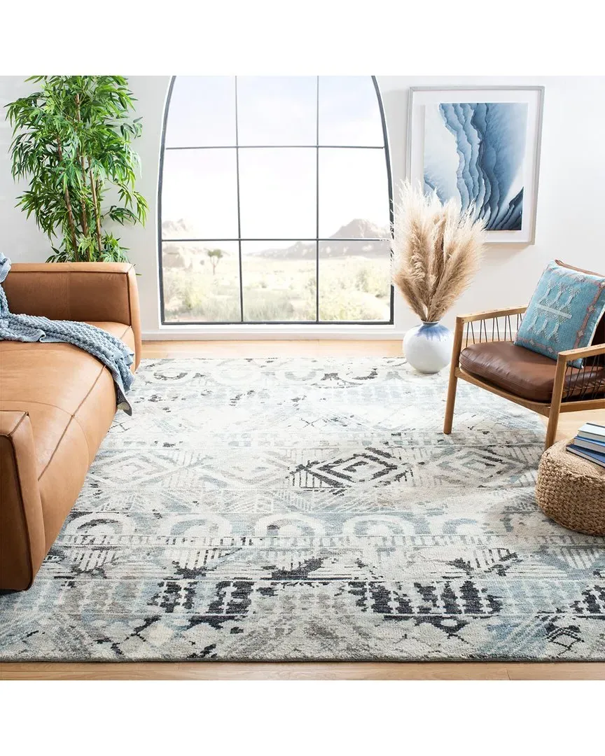 Samarkand Hand Knotted Rug - Grey, Wool-Blend