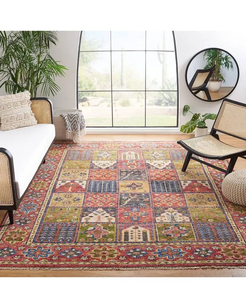 Samarkand Hand Knotted Rug - Red, Wool-Blend