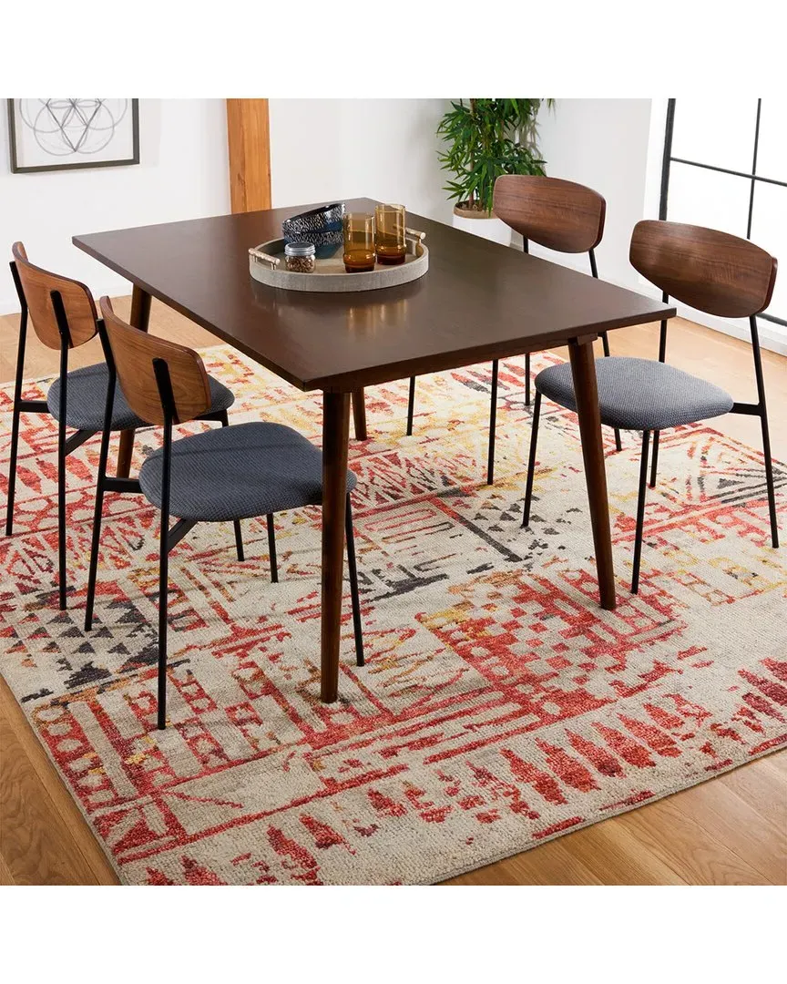 Samarkand Hand Knotted Rug - Red, Wool-Blend