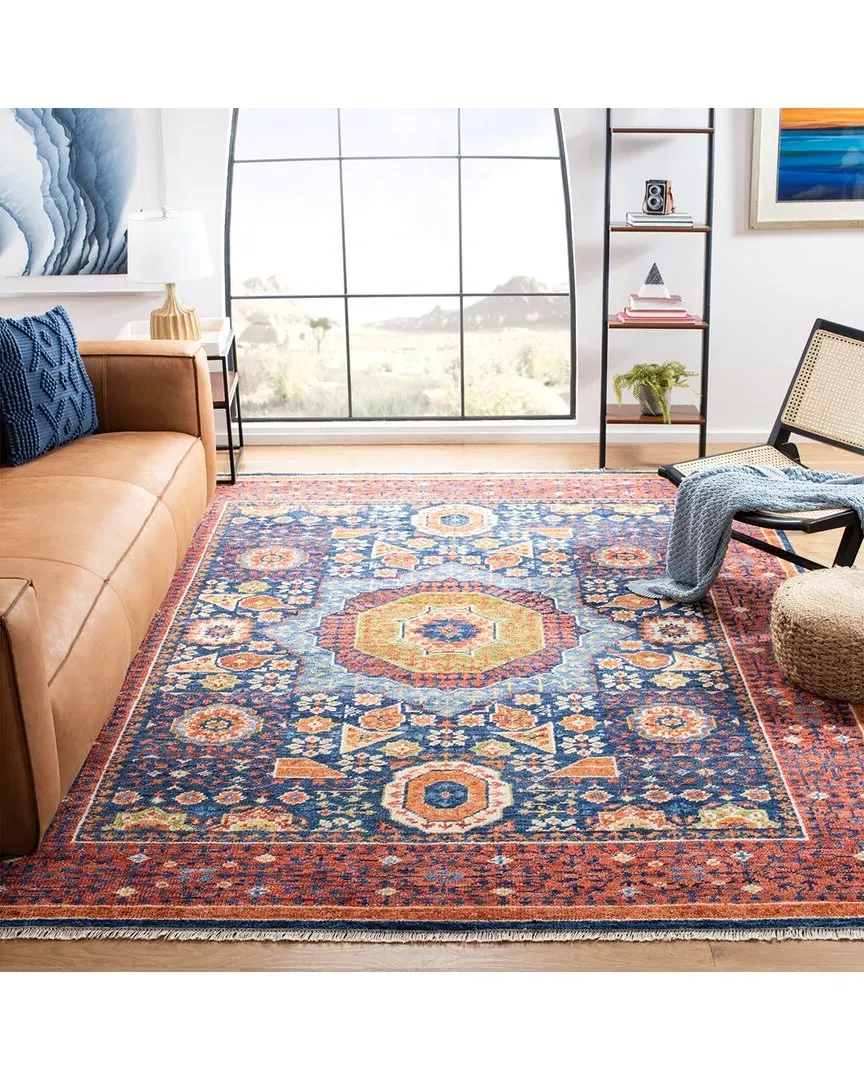 Samarkand Hand Knotted Rug - Red, Wool-Blend