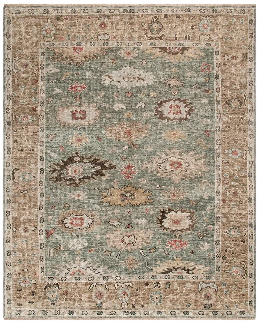 Samarkand Hand Knotted Rug - Sage, Wool