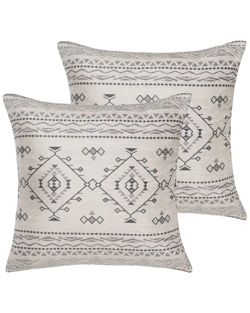 Samira Set of 2 Throw Pillows - Beige, Chenille