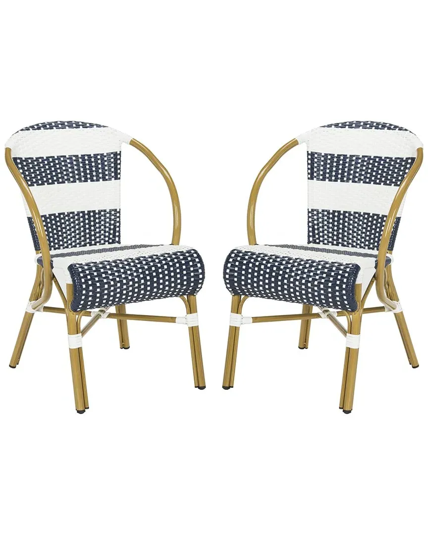 Sarita Striped French Bistro Stacking Side Chairs Set of 2 - Blue image