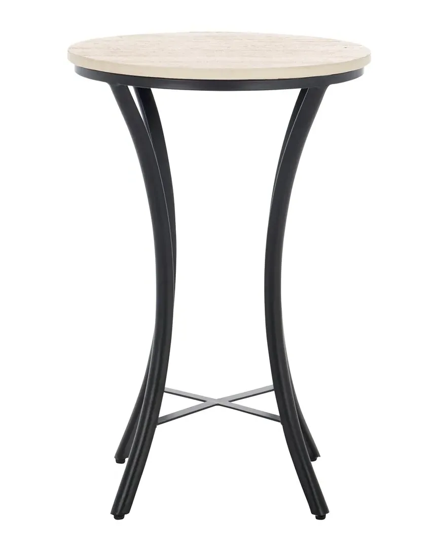 Saxony Travertine Side Table - Beige, Marble image