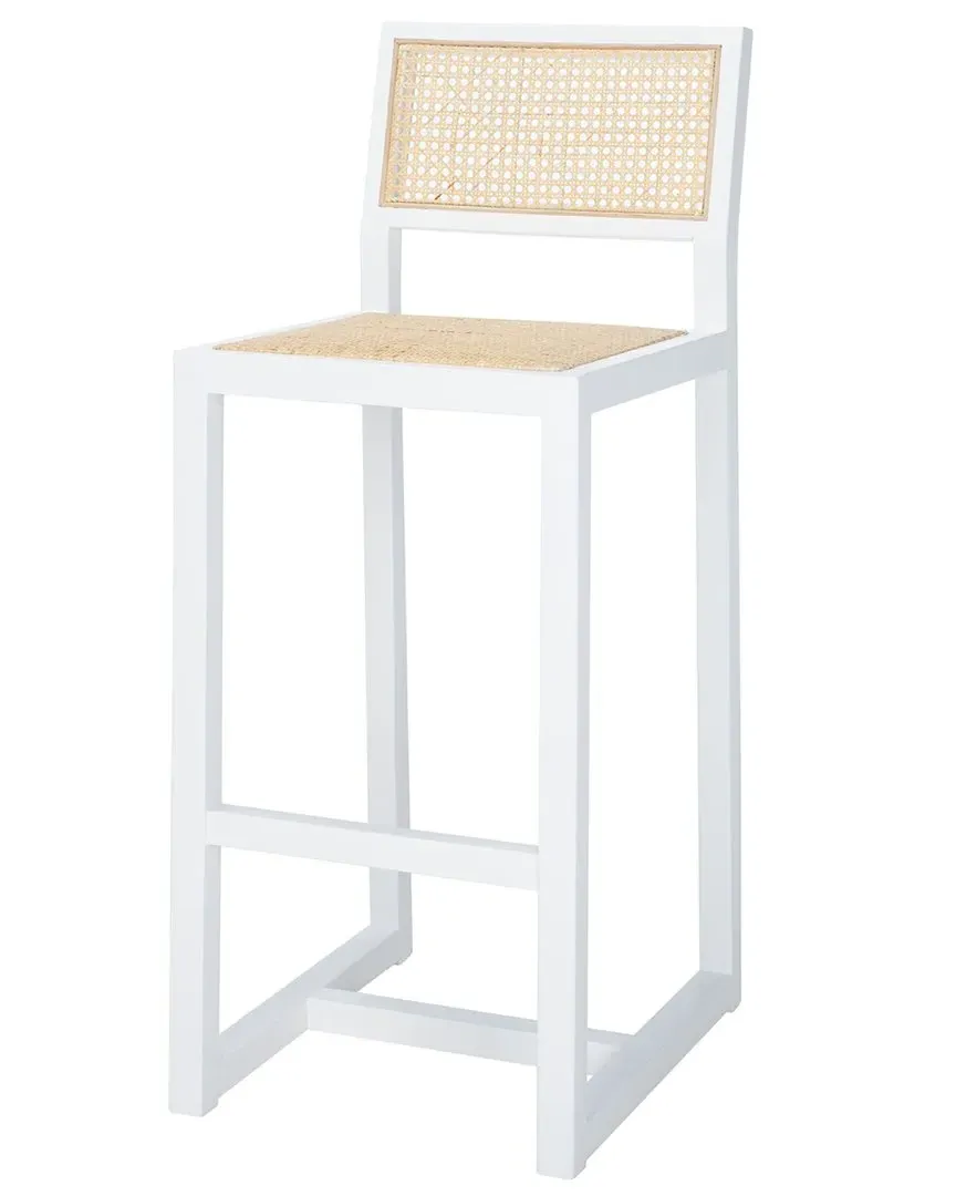 Seika Rattan Bar Stool - White, Beech