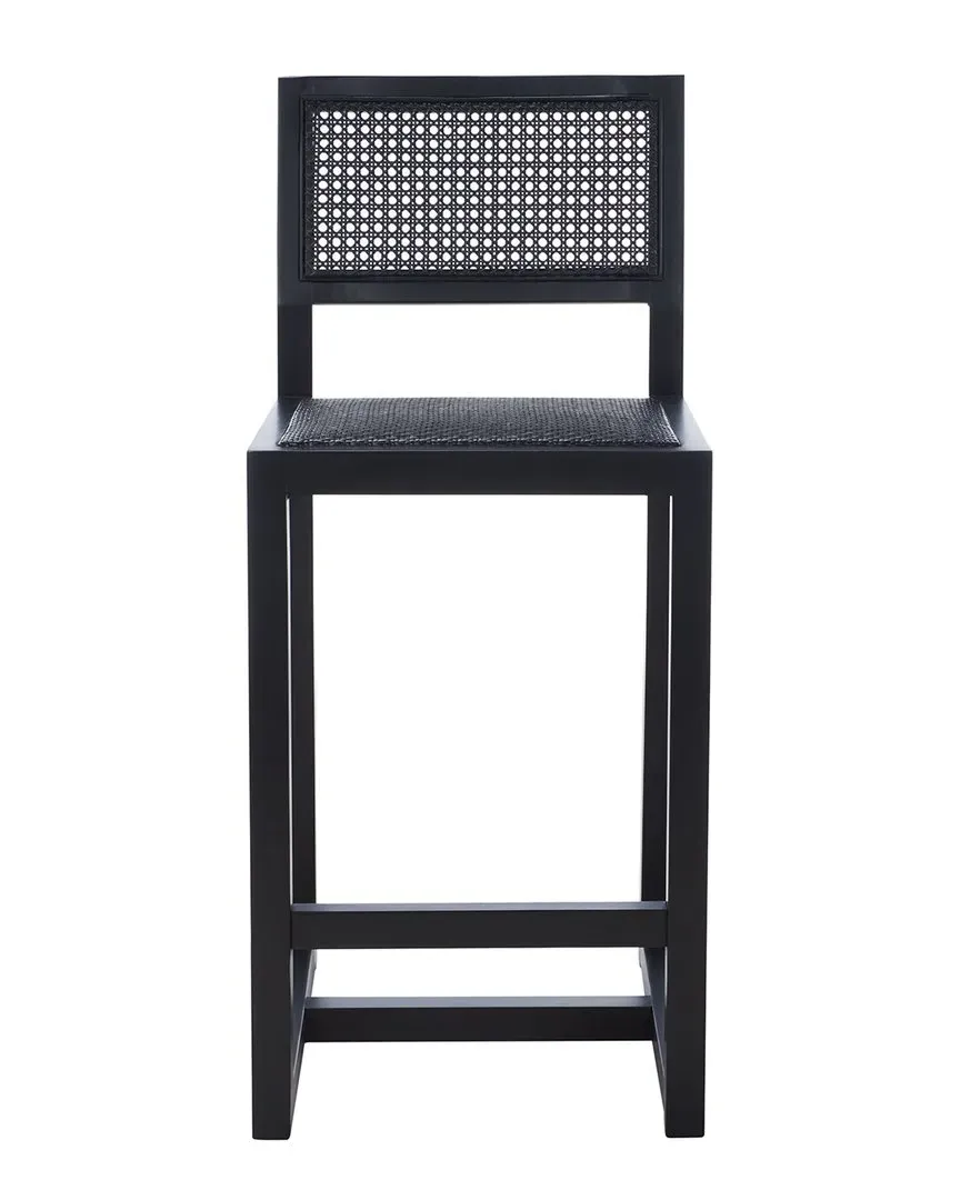 Seika Rattan Counter Stool - Black, Beech Wood