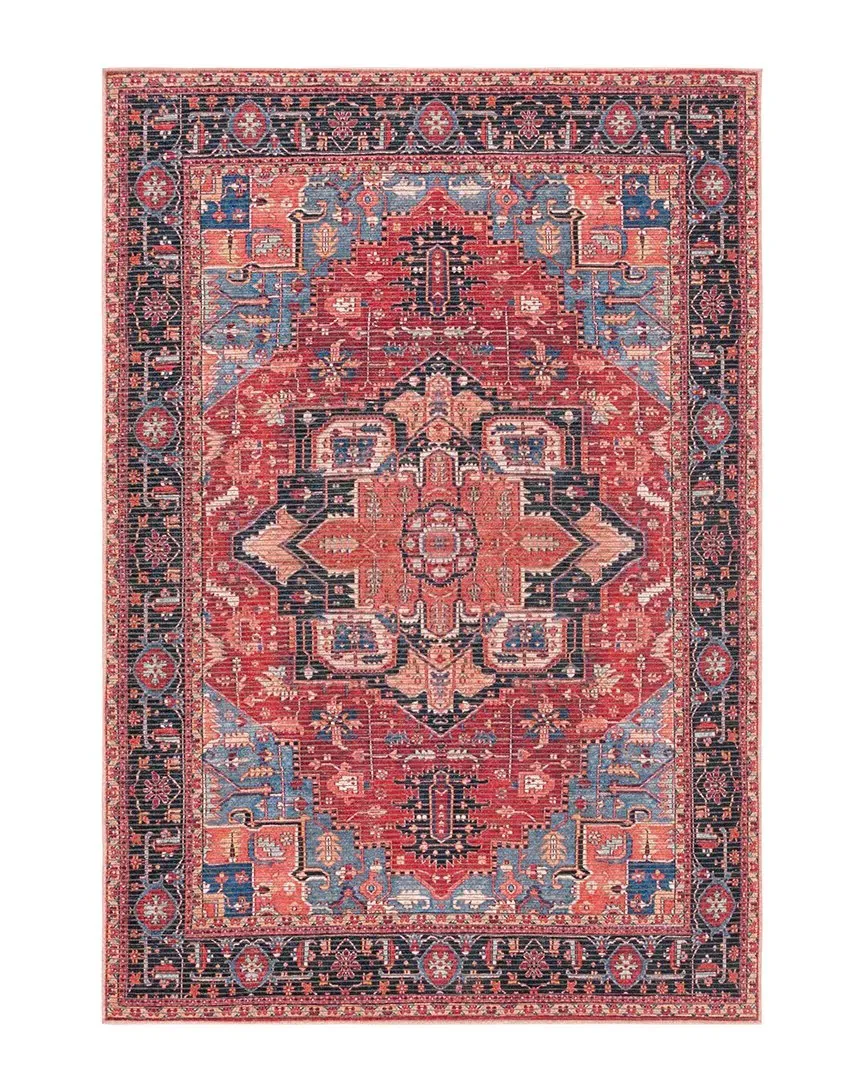 Serapi Cotton Jute Polyester Chenille Rug - Red Blue image
