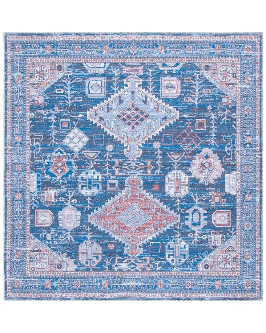 Serapi Machine-Washable Rug - Blue, Cotton