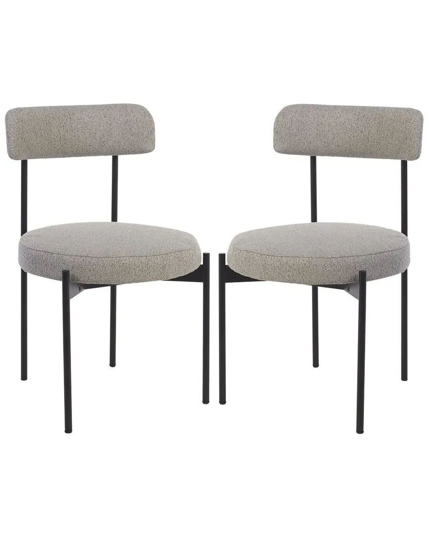 Set of 2 Andrean Dining Chairs - Grey, Boucle