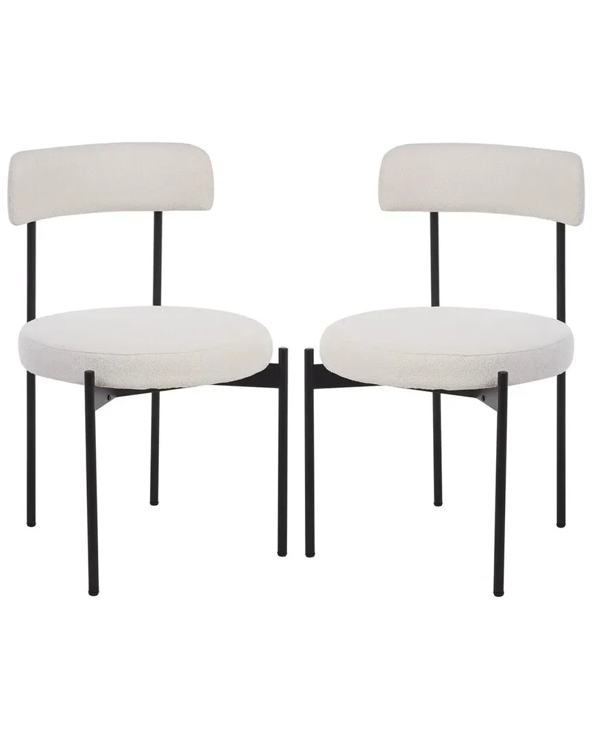 Set of 2 Andrean Dining Chairs - White, Boucle