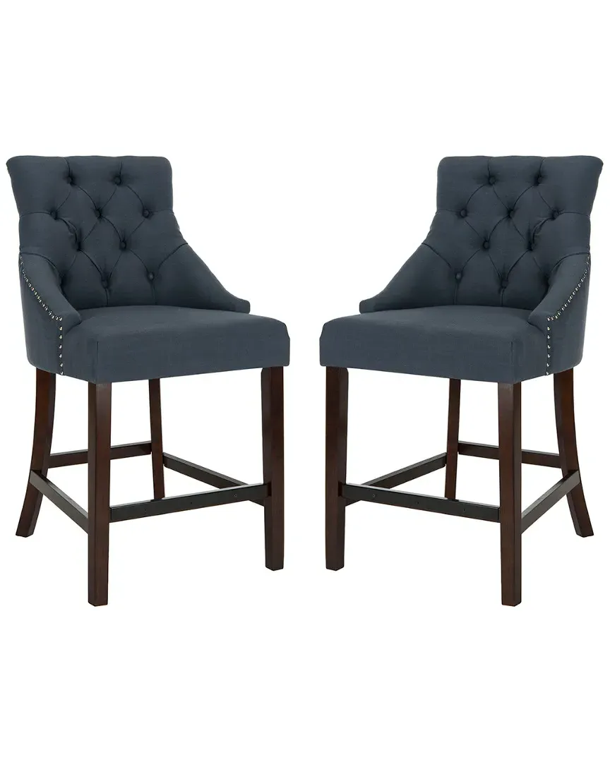 Set of 2 Eleni Tufted Counter Stools - Blue