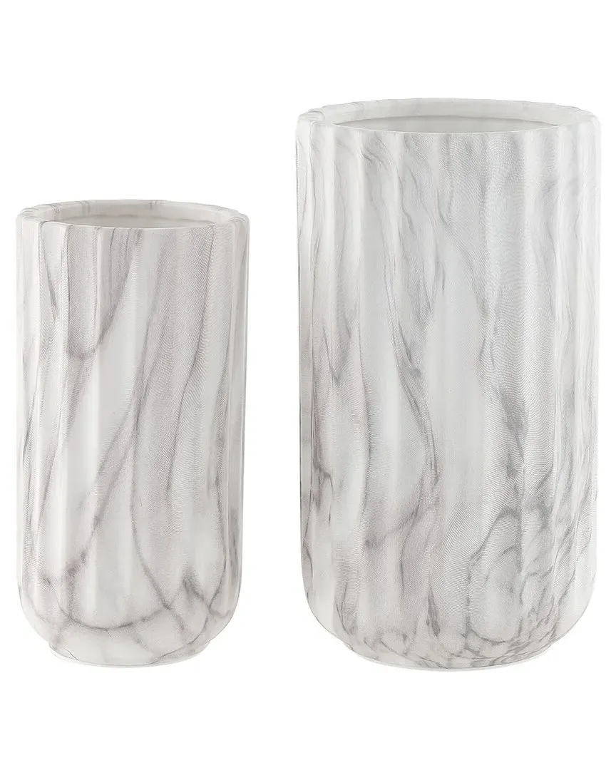 Set of 2 Silene Vases - White, Ceramic