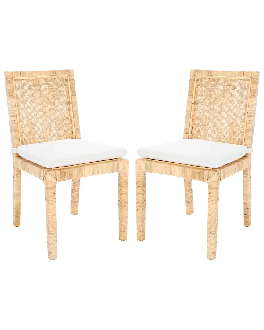 Set of 2 Tojo Cane Dining Chairs with Cushions - Natural