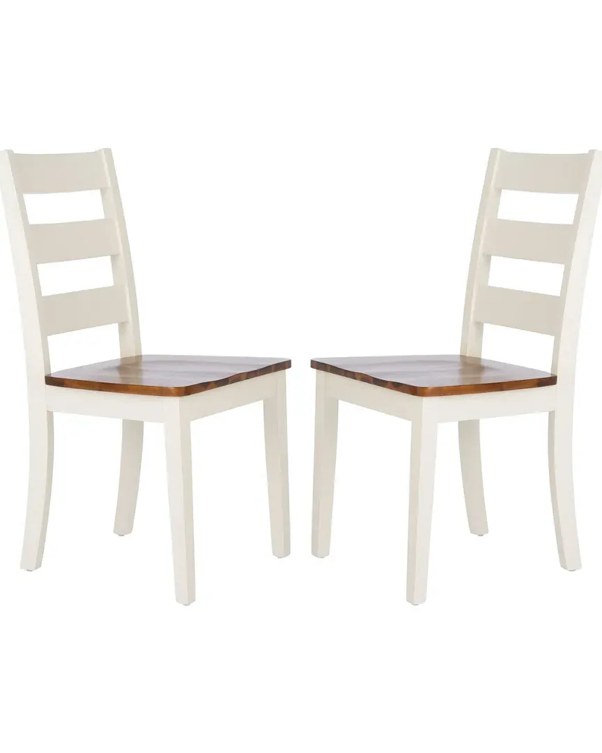 Silio Ladder Back Dining Chairs Set of 2 - White, Rubberwood