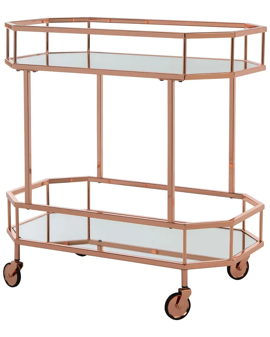 Silva Octagon 2-Tier Bar Cart - Rose Gold, Mirror image