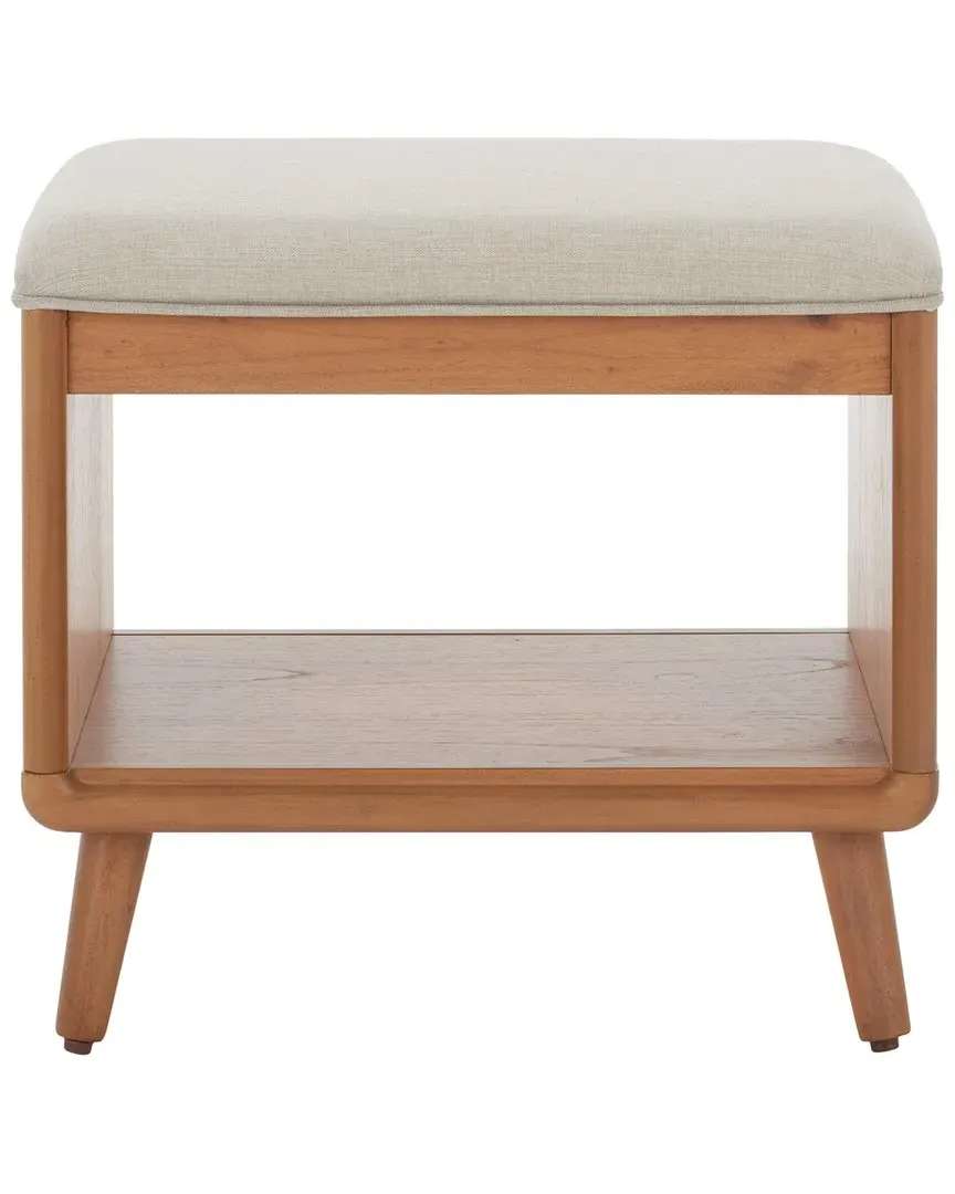 Solo Open Shelf Bench with Cushion - Cream, Mahogany