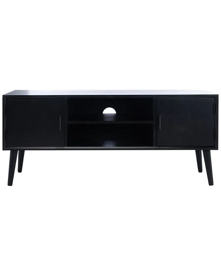 Sorrel 2-Door Media Stand with Shelf - Black, Pine image