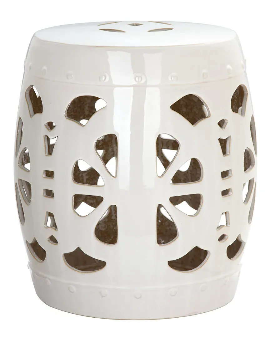 Stencil Blossom Garden Stool - Cream, Ceramic image