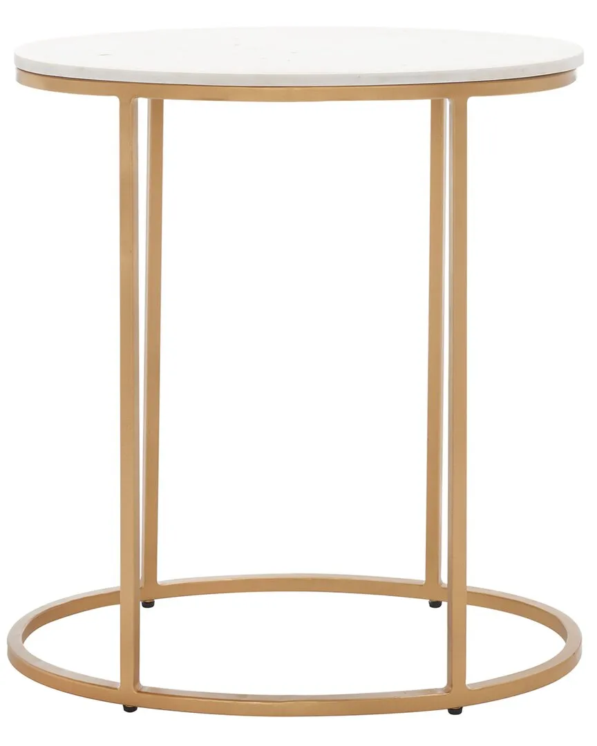 Tage Side Table with Circular Frame - White, Marble