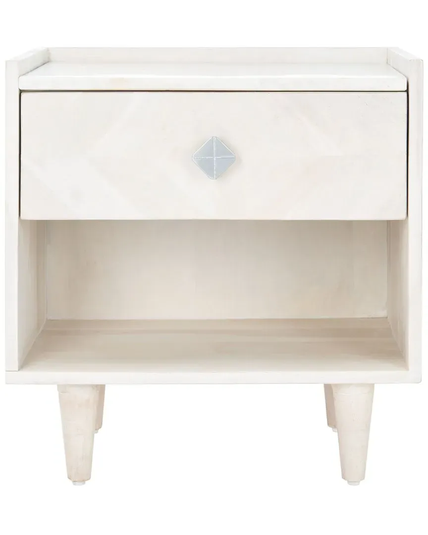 Tahseen Parquet Nightstand - White Wash, Acacia Wood image