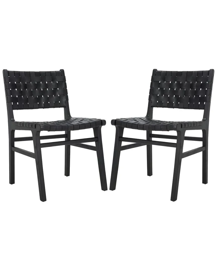 Taika Set of 2 Dining Chairs - Black, Leather