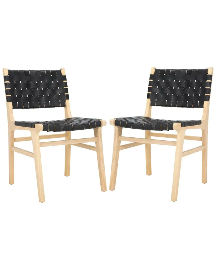 Taika Set of 2 Dining Chairs - Black, Leather image