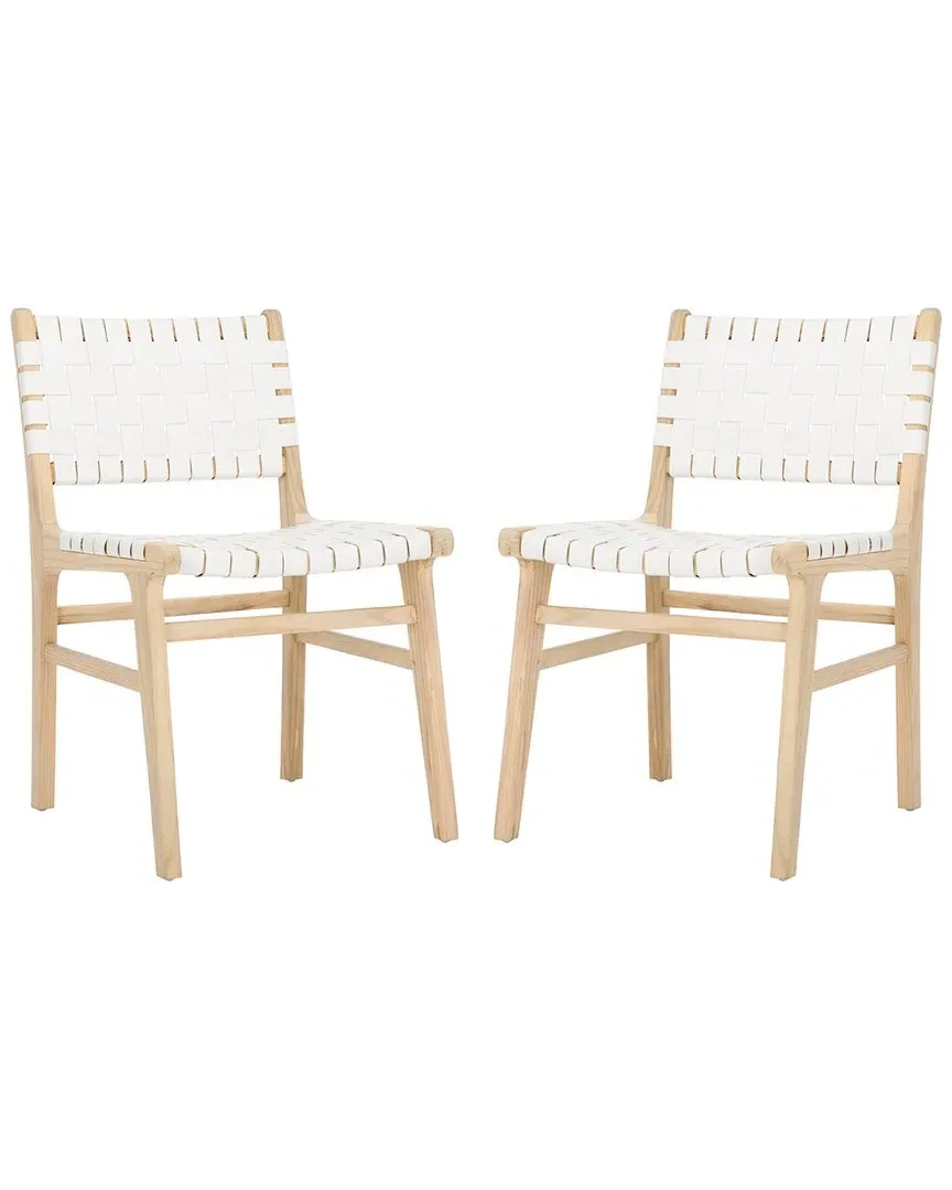 Taika Set of 2 Dining Chairs - White, Leather