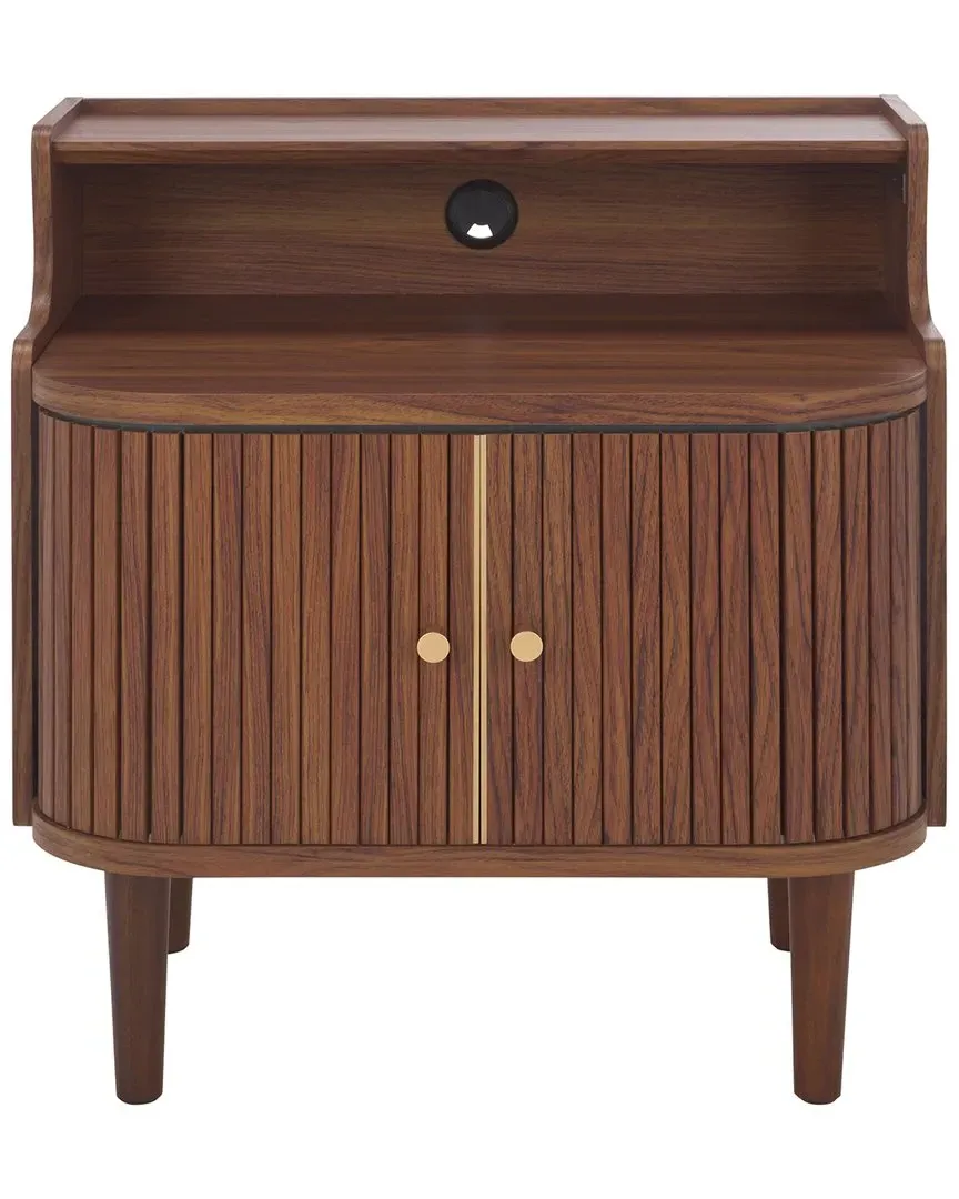 Tameka Nightstand with Hutch - Walnut, Wood