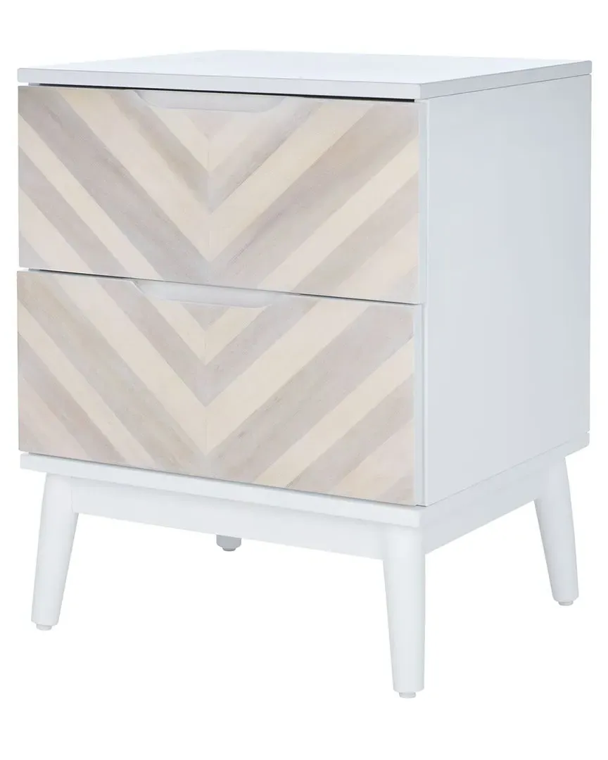 Tay Patterned Night Stand - White Washed, Wood image