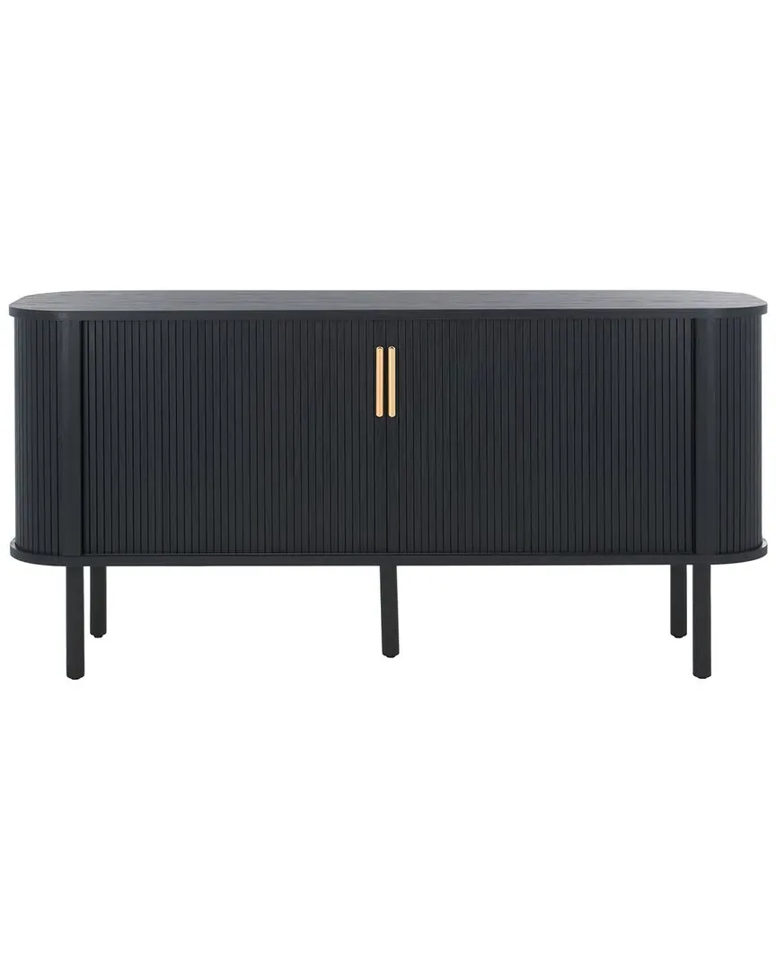 Tealla Sideboard with Tambour Doors - Black, Wood