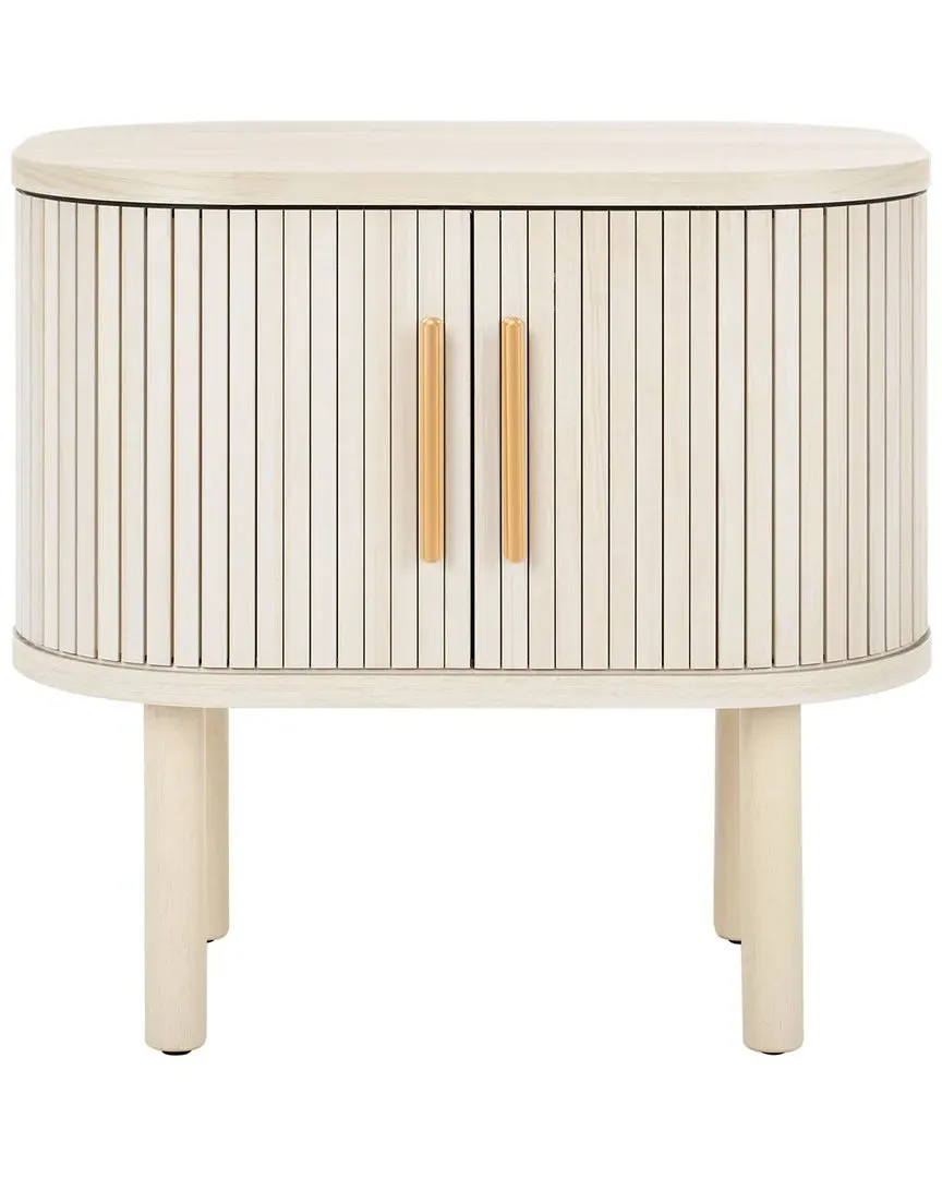 Tealla Tambour-Door Nightstand - Bleached White, Wood