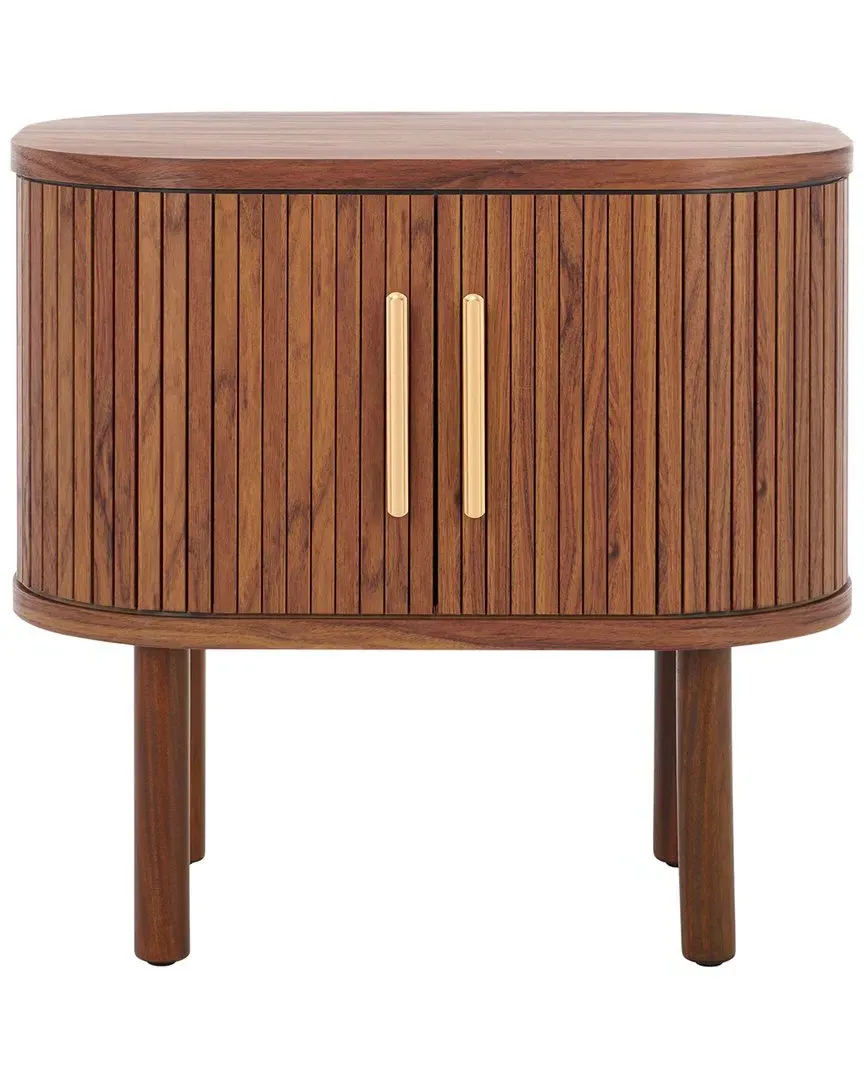 Tealla Tambour-Door Nightstand - Walnut, Wood