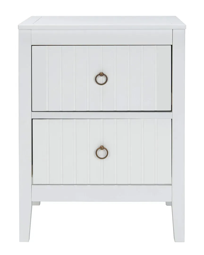 Tegan 2-Drawer Nightstand - White, Mahogany