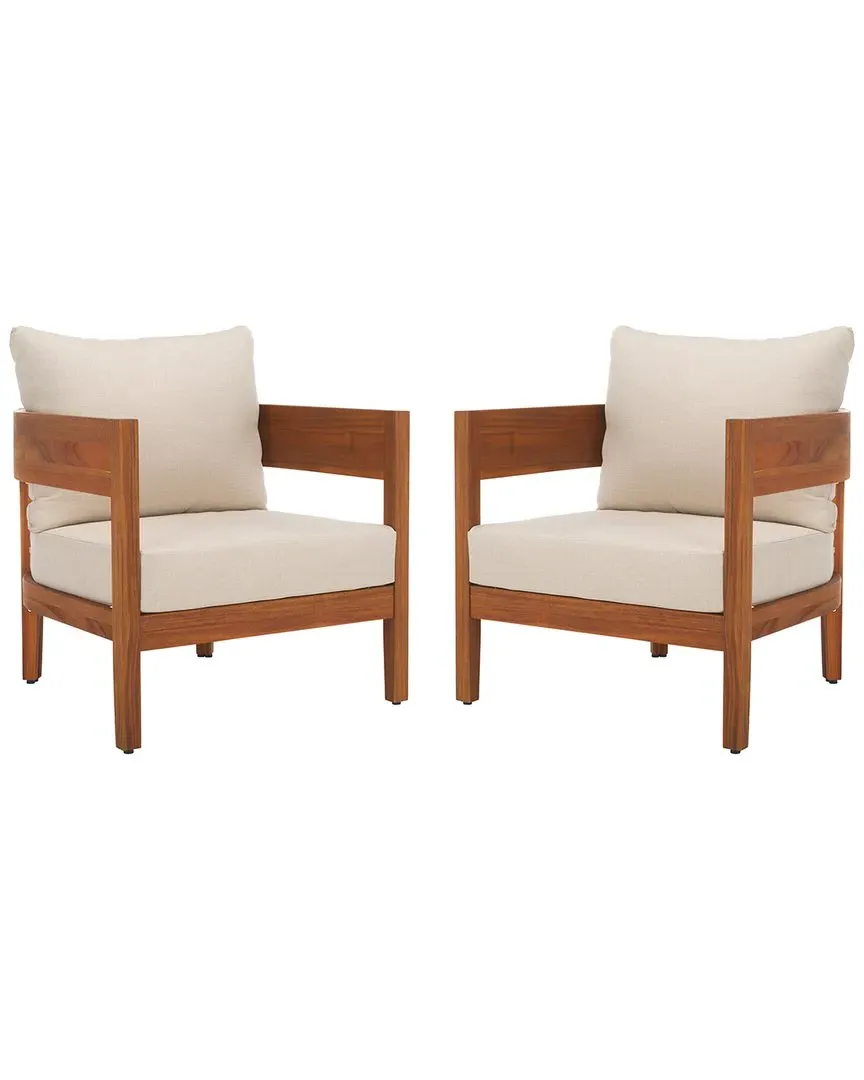 Theo Set of 2 Accent Chairs with Cushions - Acacia