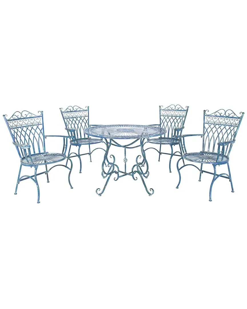Thessaly 5-Piece Outdoor Dining Set - Antique Blue, Metal image