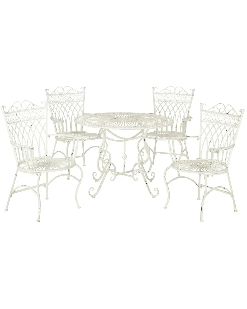 Thessaly 5-Piece Outdoor Dining Set - Antique White, Metal