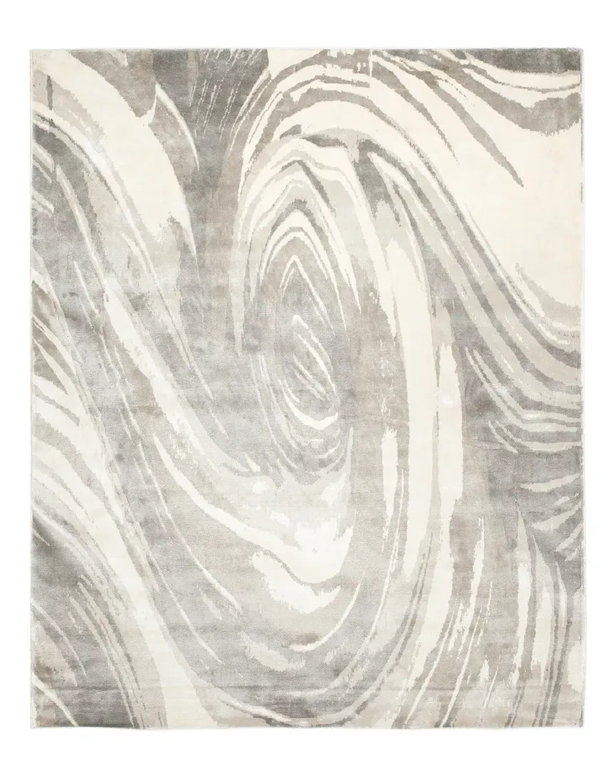 Tibetan Hand-Knotted Rug - Ivory, Viscose