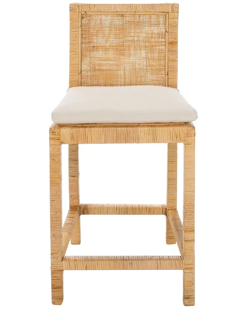 Tojo Cane Counter Stool with Cushion - Natural, Mango Wood image