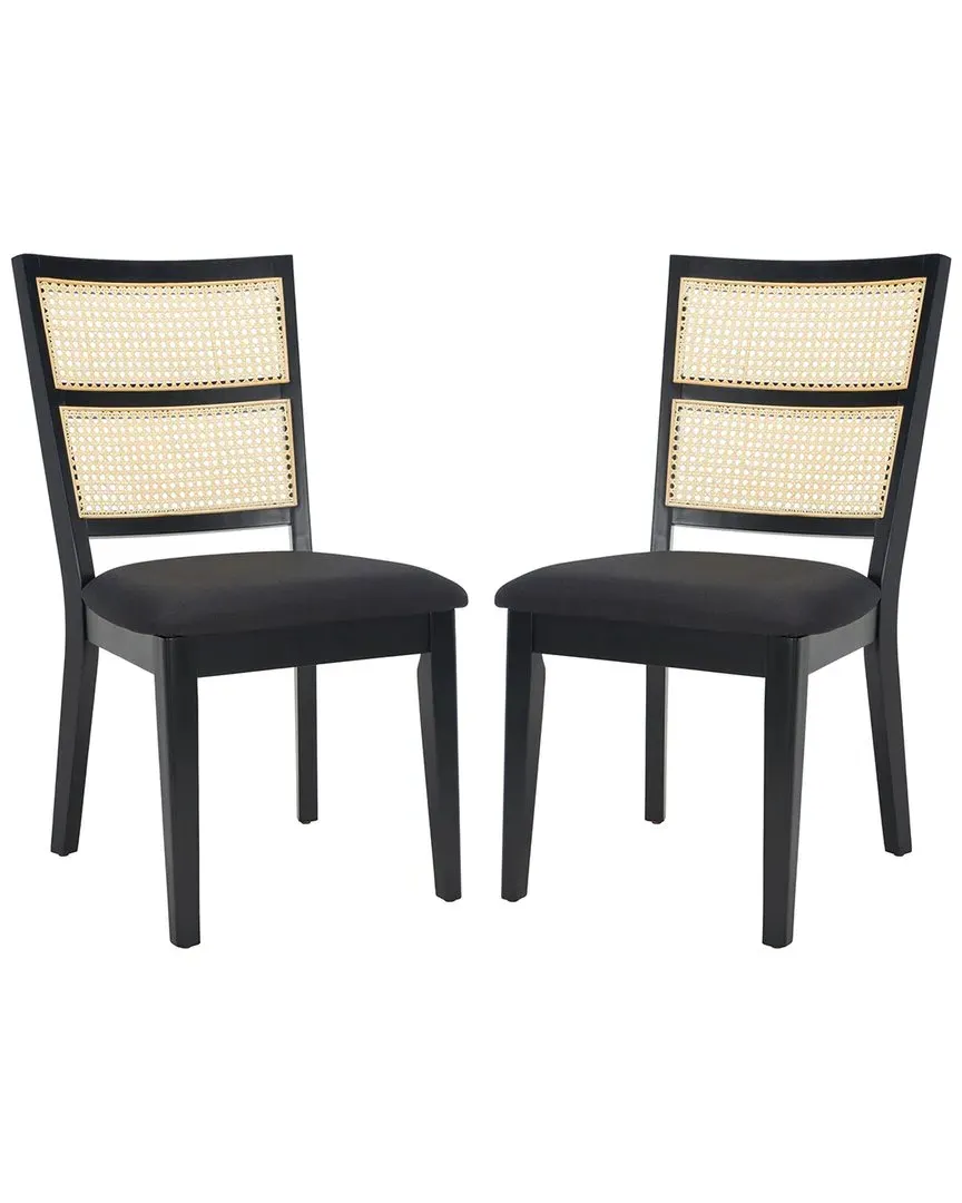 Toril Set of 2 Dining Chairs with Rattan Back - Black image