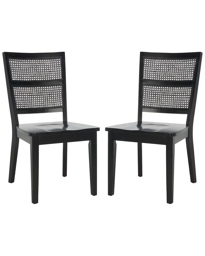 Toril Set of 2 Dining Chairs with Rattan Back - Black