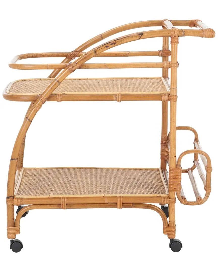 Treise 2-Tier Bar Cart - Brown, Rattan