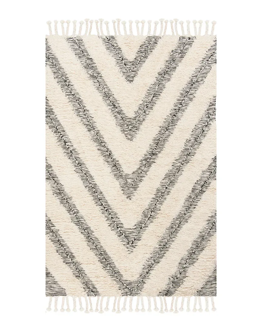 Tribal Hand-Knotted Rug - Black and Ivory, Wool image