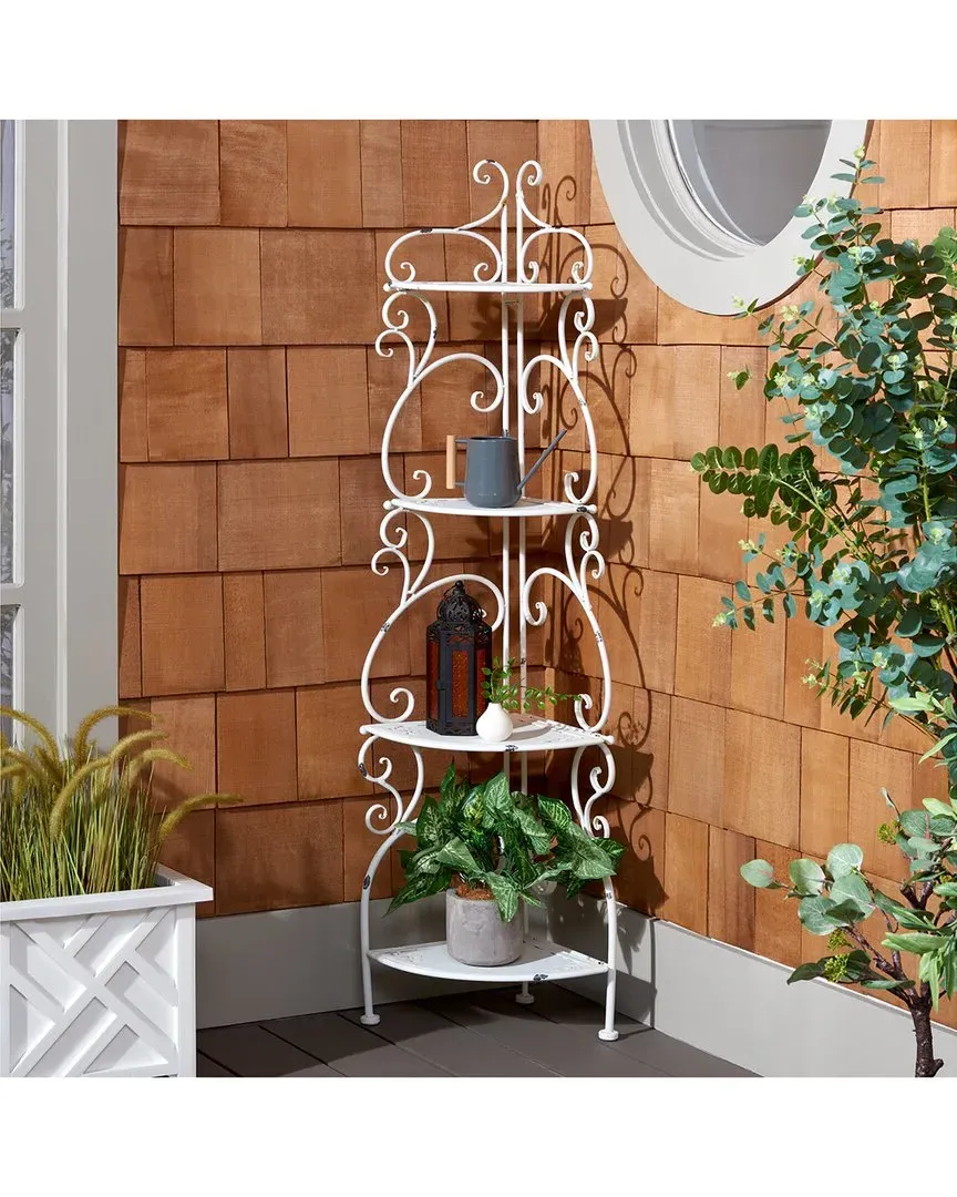 Turuca 4-Tier Corner Shelf - White, Iron