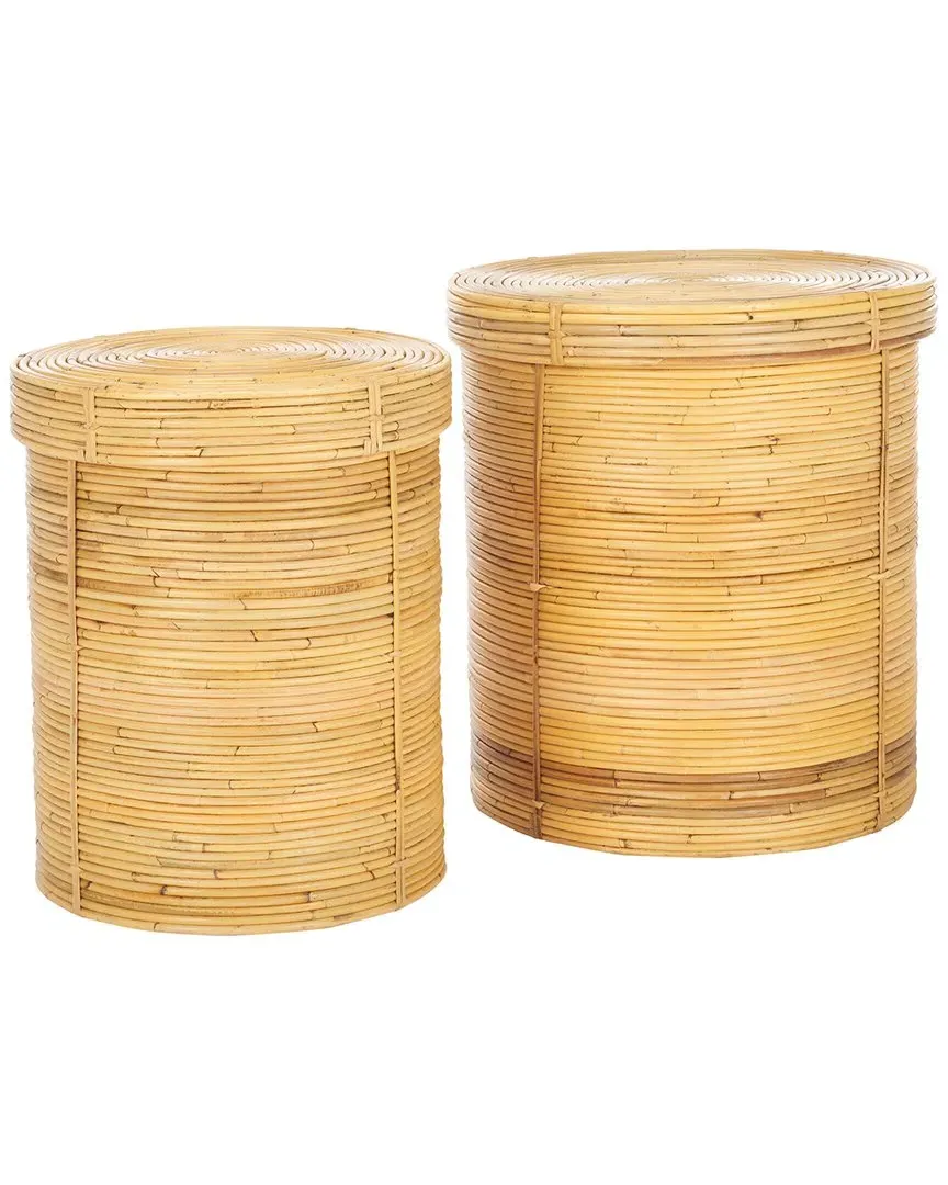 Vali Set of 2 Storage Baskets with Lids - Natural, Rattan