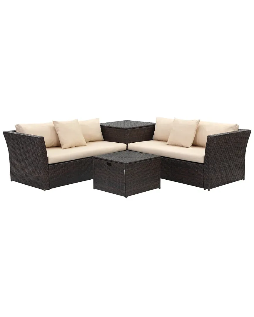 Welch Outdoor Sectional Set with Storage - Brown, Rattan image