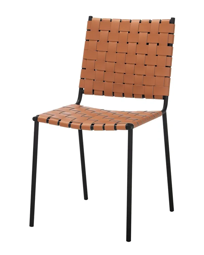Wesson Set of 2 Woven Dining Chairs - Cognac, Leather