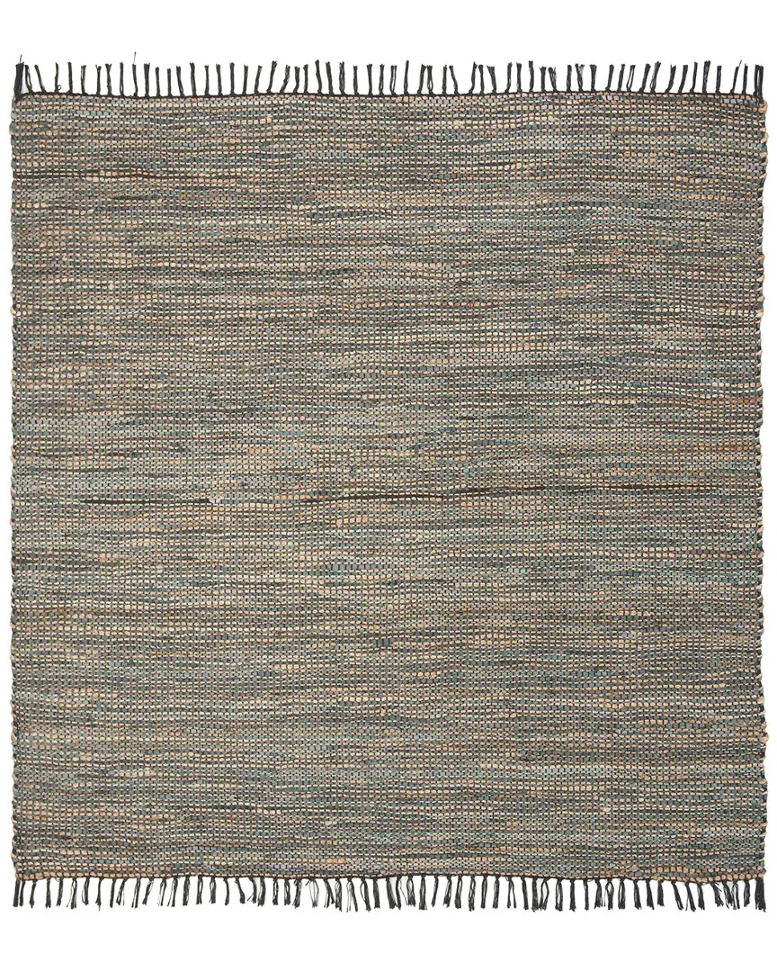 Woven Rug - Grey, Leather